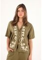 Camisa Tipo Bowling Con Detalles Imitación Bordado Para Mujer de Tennis