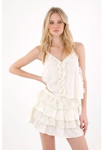 Tennis Camisa De Tiras Graduables Crudo Para Mujer