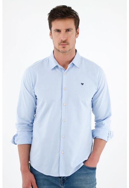 Tennis Camisa Azul Manga Larga Para Hombre