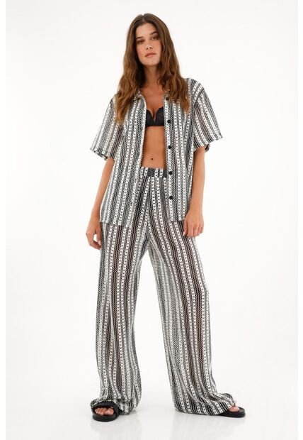 Camisa Negra Tipo Bowling Para Mujer