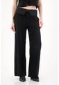 Tennis Pantalón Wide Leg Con Doblez En Pretina Negro Para Mujer de Tennis