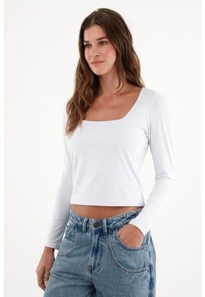 Camiseta Crudo Manga Larga Para Mujer