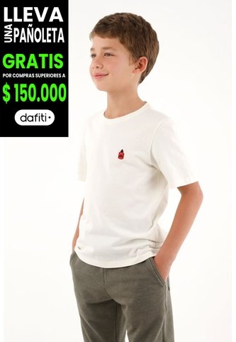 Camiseta Con Bordado Localizado Crudo Para Niño Tennis