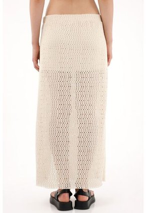 Falda Larga En Tela Tipo Malla Crudo Para Mujer