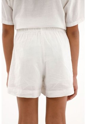 Bermuda Con Bordado De Flores Crudo Para Niña