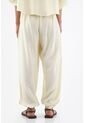 Tennis Pantalón Para Mujer De Viscosa Marfil Fit Relajado Con Textura Crinkle de Tennis