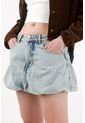 Tennis Falda Corta En Denim Tipo Globo Azul Para Mujer de Tennis