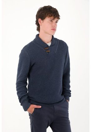 Tennis Buzo Tejido Manga Larga Azul Para Hombre