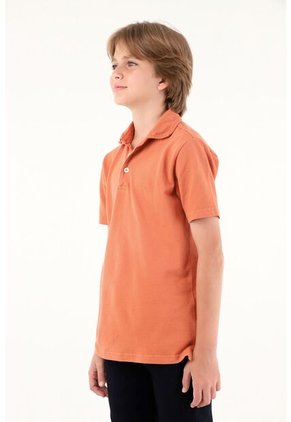 Polo Naranja Manga Corta Para Niño