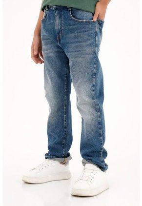 Jean Recto Azul Tiro Medio Para Niño