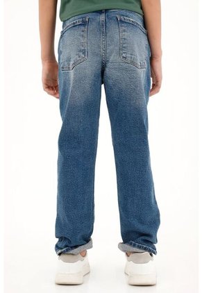 Jean Recto Azul Tiro Medio Para Niño