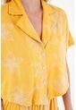 Tennis Camisa Amarilla Con Bordado De Flores Para Mujer de Tennis