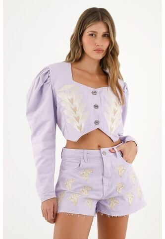 Short Morado Con Ruedo Al Corte Para Mujer Tennis