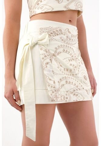 Tennis Falda Corta Tipo Pareo En Ojalillo Crudo Para Mujer Tennis