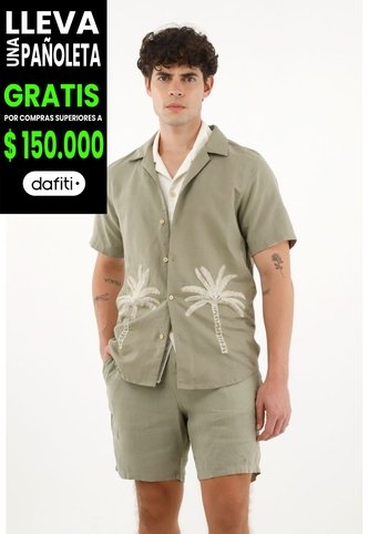 Tennis Camisa Tipo Bowling Con Diseño De Palmeras Para Hombre Tennis
