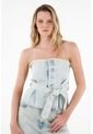 Tennis Camisa Strapless En Demin Azul Para Mujer de Tennis