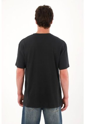 Tennis Camiseta Básica De Tela Con Textura Negra Para Hombre