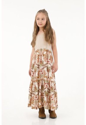 Vestido Largo Estampado Para Niña