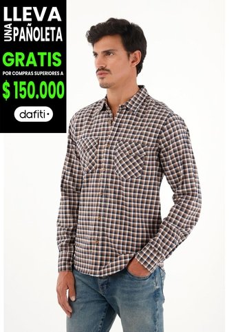 Tennis Camisa Leñadora Con Botones En Madera Café Para Hombre Tennis