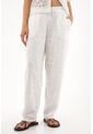 Tennis Pantalón Recto En Tela Bordada Crudo Para Mujer de Tennis