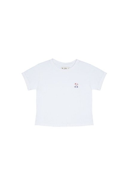 Camiseta Blanca Con Bordado Decorativo Para Niña