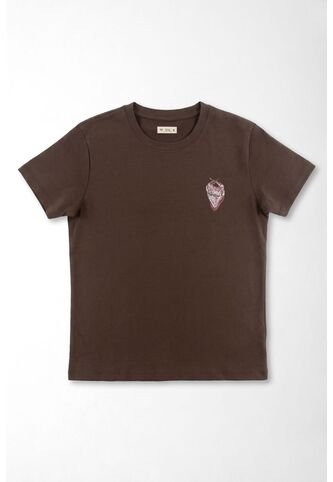 Tennis Camiseta Corte Recto Con Mini Grafico En Algodón Marrón Chocolate Para Mujer Tennis