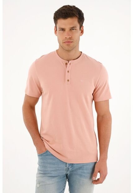 Camiseta Rosada Manga Corta Para Hombre
