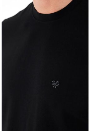 Tennis Camiseta Cuello Redondo Negra Para Hombre