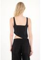 Tennis Camisa Tipo Crop Negra Para Mujer de Tennis