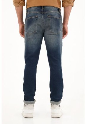 Tennis Jean Skinny De Tiro Medio Azul Para Hombre