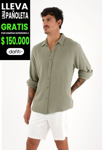 Camisa Verde Manga Larga Para Hombre Tennis