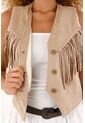 Chaleco En Suede Con Flecos Y Ovejero Para Mujer de Tennis