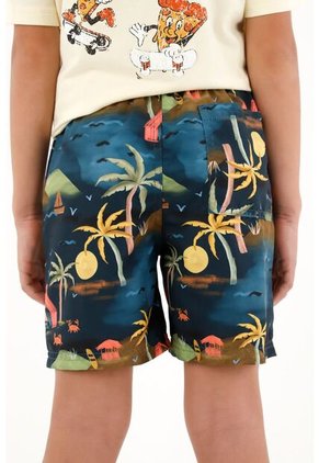 Pantaloneta De Baño Azul Con Estampado De La Selva Para Niño