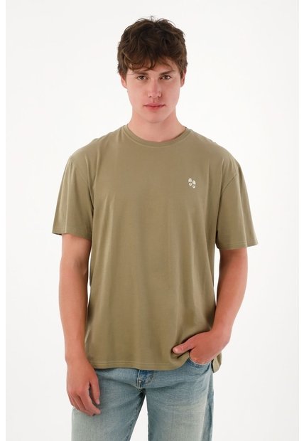 Tennis Camiseta Básica Estampada En Espalda Verde Para Hombre