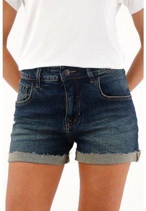 Tennis Bermuda Azul Con Arrugas 3D Para Mujer