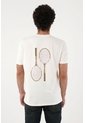 Tennis Camiseta Para Hombre Algodón Blanco Regular Con Gráfico de Tennis