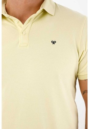 Tennis Polo Slim Fit Amarilla Licra Para Hombre