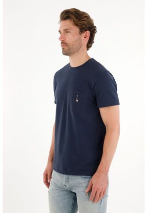 Tennis Camiseta En Tela Con Textura Azul Para Hombre