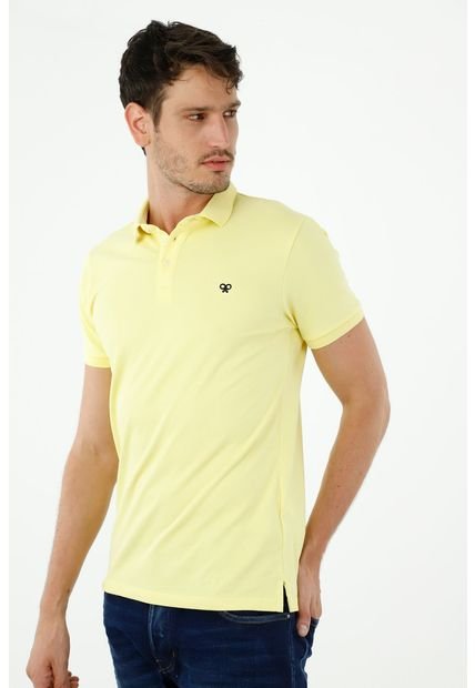 Camiseta Tipo Polo De Hombre, Silueta Confort Manga Corta, De Algodón Lycra, Color Amarillo Claro