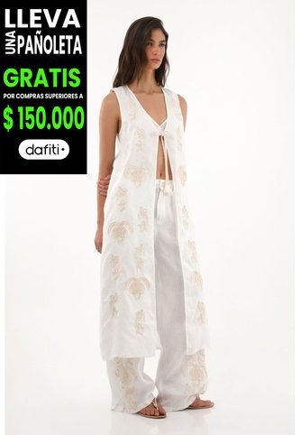 Tennis Kimono Con Manualidad Bordada En 100% Lino Para Mujer Tennis