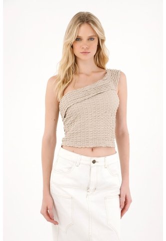 Tennis Camiseta Tela Texturizada Crudo Con Cuello Definido Para Mujer Tennis