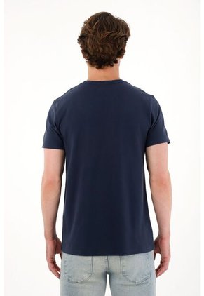 Tennis Camiseta En Tela Con Textura Azul Para Hombre