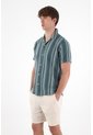 Tennis Camisa Tipo Bowling A Rayas De Ajuste Cómodo Para Hombre De Silueta Ajustada de Tennis