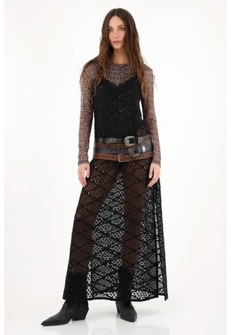 Tennis Vestido Negro En Encaje De Tiras Para Mujer Tennis