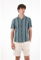 Tennis Camisa Tipo Bowling A Rayas De Ajuste Cómodo Para Hombre De Silueta Ajustada de Tennis