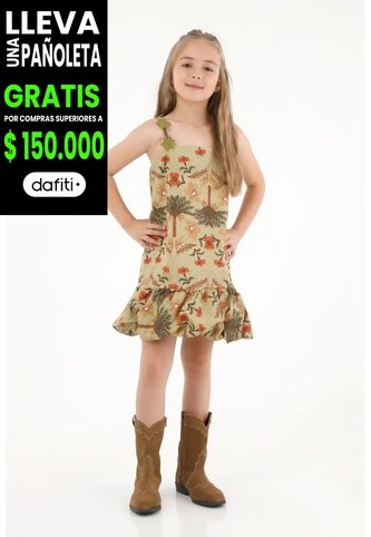 Vestido Corto Con Estampado De Flores Para Niña Tennis