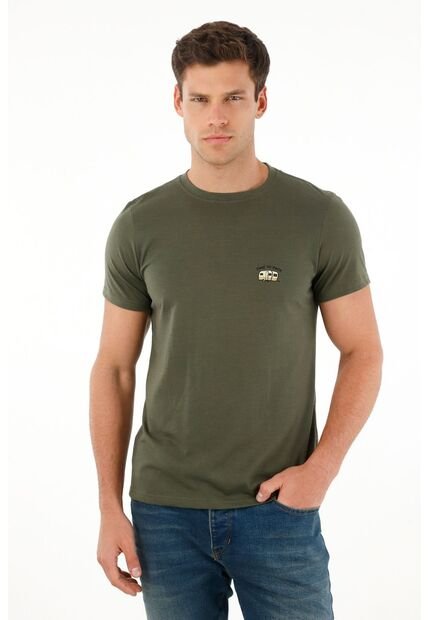 Tennis Camiseta Regular Fit Verde Con Mini Print Para Hombre