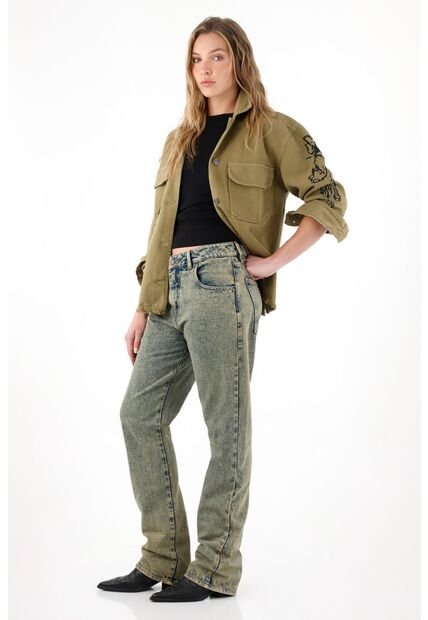 Tennis Jean Recto Tiro Medio Tono Claro Para Mujer