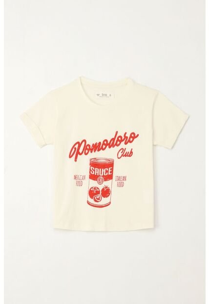 Camiseta Básica Estampada Crudo Para Niña