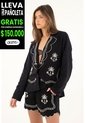 Tennis Blazer Negro Con Bordados Para Mujer de Tennis